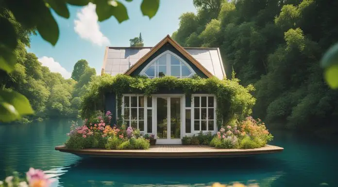 Casa Galleggiante: Vantaggi e Consigli per la Vita sull’Acqua nel 2025 casa galleggiante in mezzo all'acqua con fiori