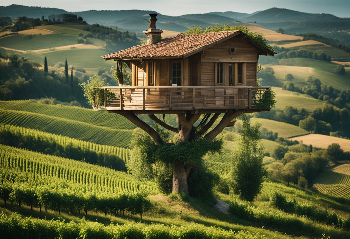 Una casa sull'albero italia in mezzo alle colline toscane