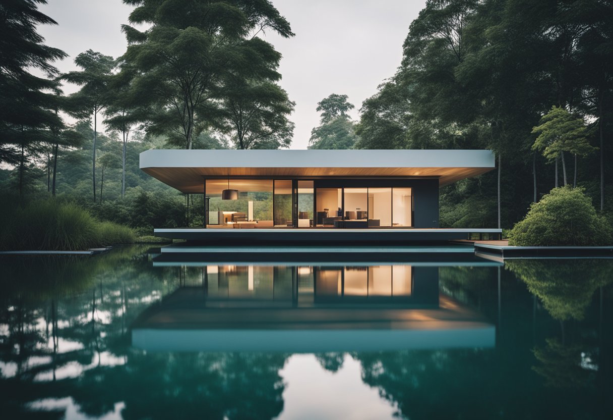 una casa galleggiante di architettura moderna