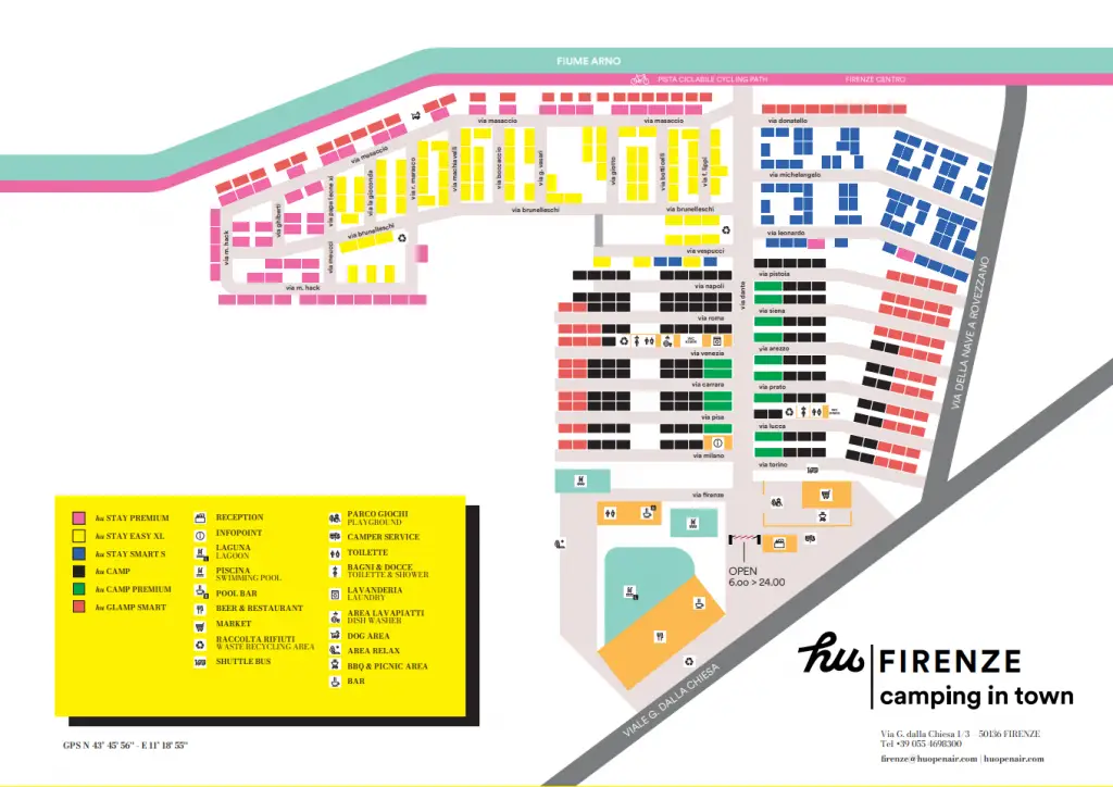 mappa del camping a Firenze Hu camping in town