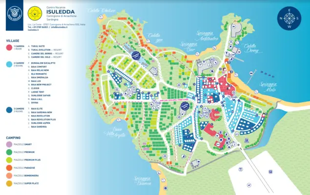 mappa del camping isuledda in sardegna