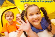 Migliori tende da campeggio: Guida all’acquisto per il 2025 migliori tende da campeggio, bambini sorridono all'interno di una tenda gialla